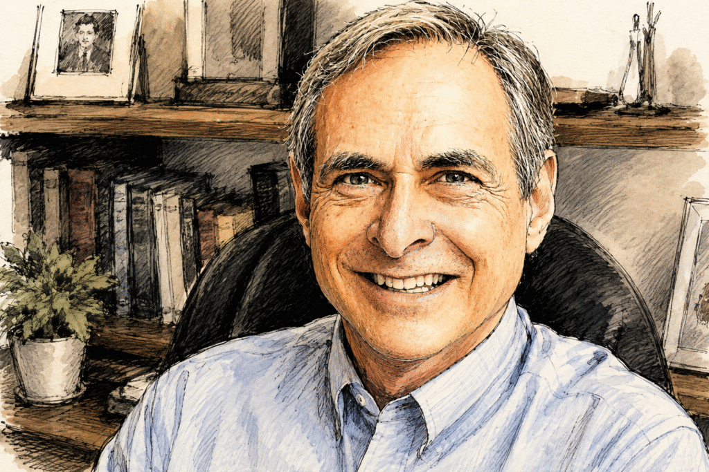Bruce Greyson analisando documentos acadêmicos relacionados à investigação científica das experiências de quase-morte.
